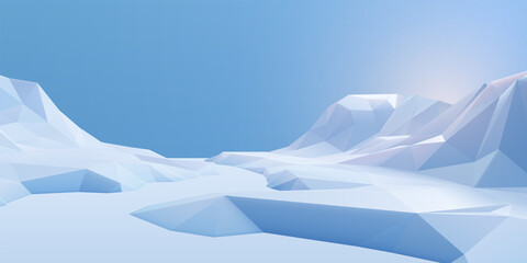 Snow mountains landscape with light blue sky. Outdoor nature background. © maximmmmum
