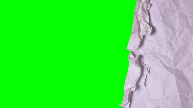Stop motion white paper transform on green background, stop motion animation paper, green screen