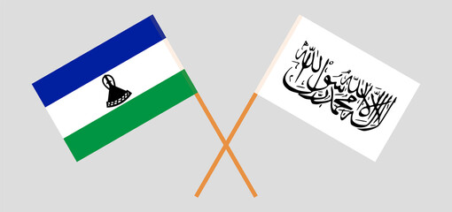 Crossed flags of Kingdom of Lesotho and Islamic Emirate of Afghanistan. Official colors. Correct proportion