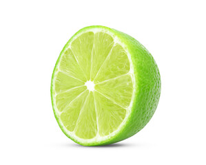 Half lime fruit isolated on white background 