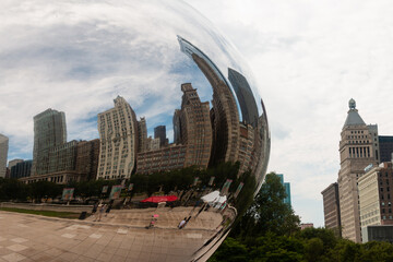 Cityscapes Chicago reflected in the Bubble 