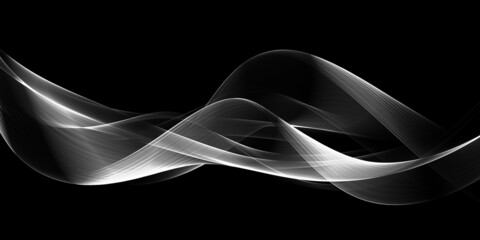 Tech background with abstract black and white wave line
