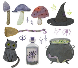 Halloween witchcraft set purple witch theme 