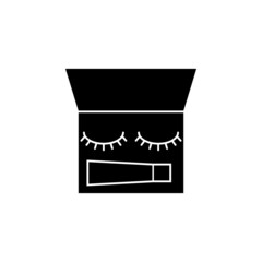 Cosmetic bag with eyelashes and cream icon cosmetics set