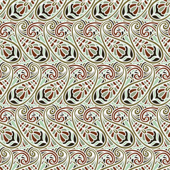 Paisley Pattern. Seamless expressive Asian Textile Background. Indonesian batik print. Showy fabric indian motif. Paisley wallpaper Boho ornament with paisley and stylized flowers.