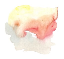 Watercolor hand painted abstract spread fall autumn color stains illustration texture on white background