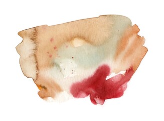 Watercolor hand painted abstract spread fall autumn color stains illustration texture on white background