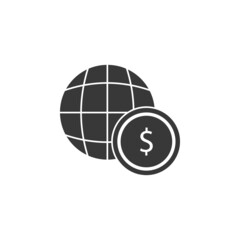 Globe, money icon in finance analysis set