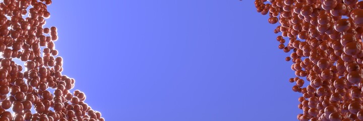 Abstract background of colored balls and free space. 3D visualization