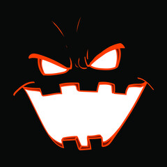 pumpkin smiling with discount on dark background halloween icon vector lineart holiday orange black