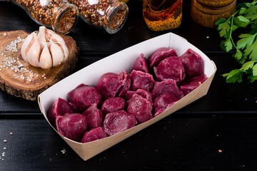 Tasty beetroot ravioli, Beetroot ravioli stuffed with baked beets and meat
