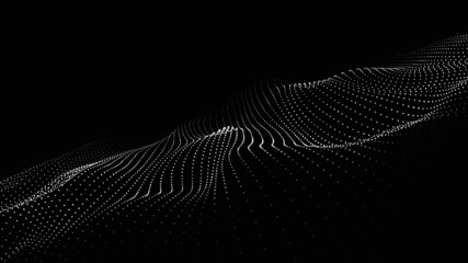 Dynamic wave on an abstract dark background. Futuristic dot picture. Vector illustration.