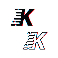 Letter K logo abstract  glitch old screen design  logo  vector. Template design logotype  