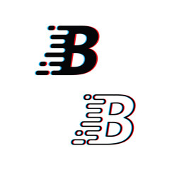 Letter B logo abstract  glitch old screen design  logo  vector. Template design logotype  