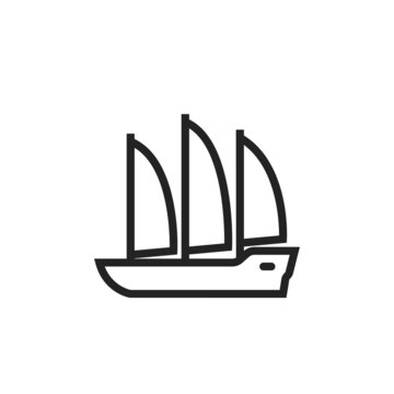 sailing ship line icon. vessel for sailing trip