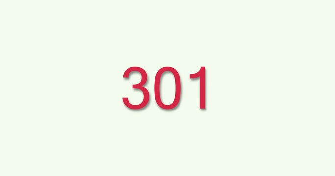 Countdown from 0 to 600 in 10 seconds animation. 4K resolution animation. Minimal style Red numbers countdown on white background.