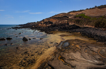 View of the lava beach of Linosa Called Mannarazza