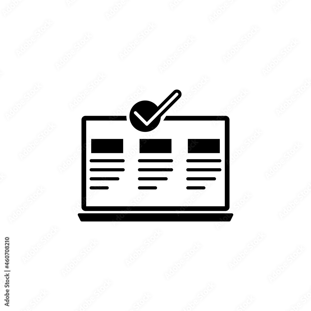 Poster notebook, check mark icon in it set