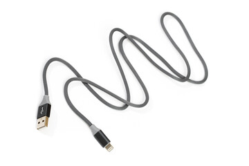 Smart Phone Lightning Cable  Isolated on white screen - Image