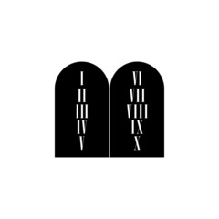 10 commandments on stone icon in Jewish set