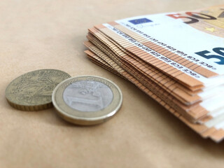 Pack of euro banknotes. European currency and exchange