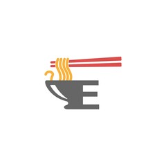 Letter E with noodle icon logo design vector