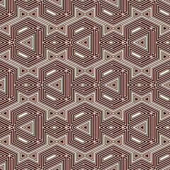 Ethnic, tribal seamless surface pattern. Native americans style background. Repeated geometric figures motif. Contemporary abstract wallpaper. Boho chic grid digital paper, textile print. Vector art