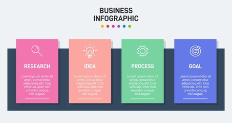 Infographic design with icons and 4 options or steps. Thin line vector. Infographics business concept. Can be used for info graphics, flow charts, presentations, web sites, banners, printed materials.