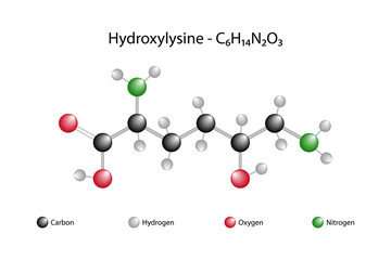 Molecular formula of hydroxylysine. It is biosynthesized from lysine by oxidation by lysyl hydroxylase enzymes.
