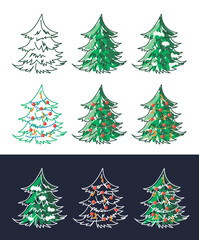 The set of Christmas trees - the symbol of Christmas and New Year