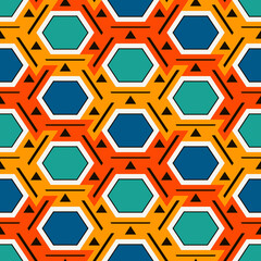 Contemporary honeycomb geometric pattern. Repeated hexagon ornament. Modern mosaic tiles. Seamless surface print