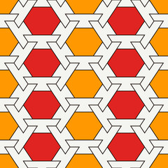 Contemporary honeycomb geometric pattern. Repeated hexagon ornament. Modern mosaic tiles. Seamless surface print