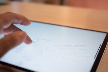 Plan and make notes by hand on a digital tablet, lists and flowcharts in the editor. The hand draws...
