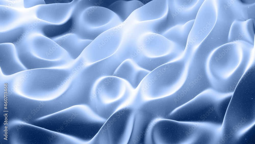 Poster beautiful abstract 3d surface with glitter sparkles, abstract 3d waves run on surface in loop. black