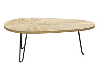 Modern style nesting table with metal base and wooden top. 3d render