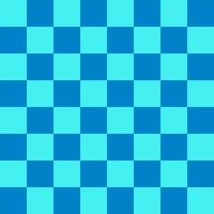 Checkerboard 8 by 8. Blue and Cyan colors of checkerboard. Chessboard, checkerboard texture. Squares pattern. Background.