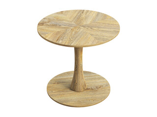 Modern side table with pedestal shape and rounded top and base. 3d render