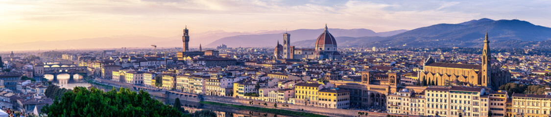 Sunset over a panorama of Florence, Italy