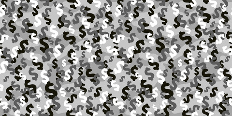 Trendy camouflage military pattern with dollar sign. Vector camouflage pattern for clothing design.