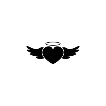 Heart with wings and a halo icon in Good and evil set