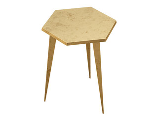Modern glamour style brass accent table with angular top. 3d render