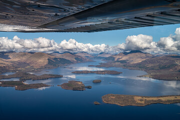 aerial view of Loch Lomond in Scotland