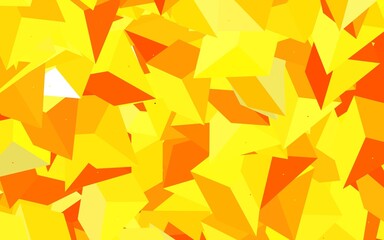 Dark Yellow vector backdrop with lines, triangles.