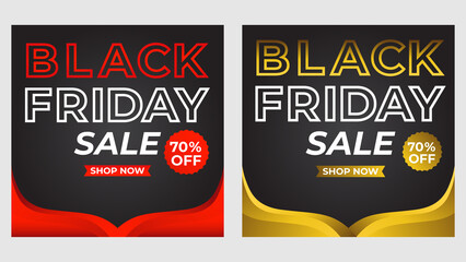 set of black friday sale social media post promotion design template.