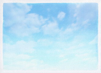 水彩タッチで描く空、流れる雲