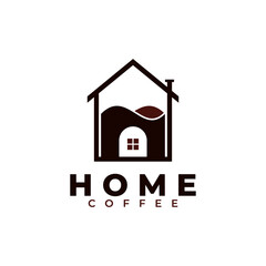 Coffee House Logo Design. Home Combined with Coffee Water Icon Vector Illustration