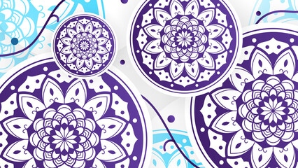 Abstract Blue Mandala Art Decorative Background 3