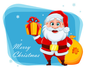 Merry Christmas card. Cheerful Santa Claus