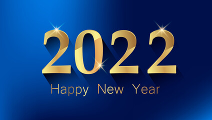 Happy New Year greeting card. Golden number 2022