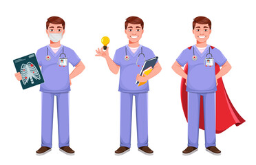 Handsome doctor in professional uniform